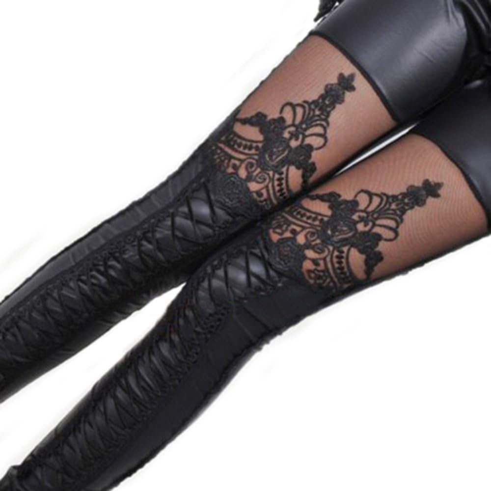lace leather leggings