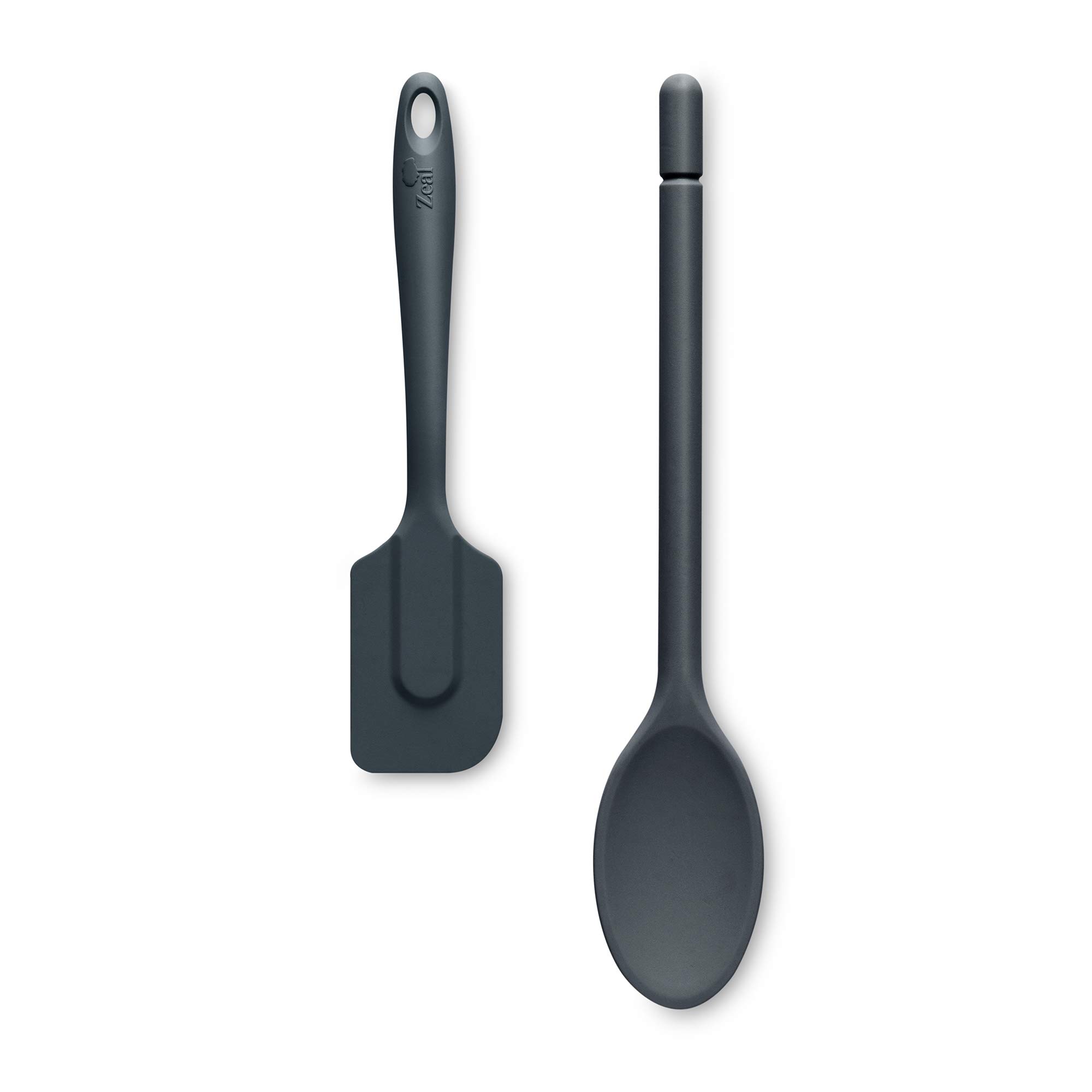 Zeal JSET4T Non-Stick Silicone Cooks Spoon & Spatula 2-Piece Set-Dark Grey