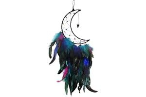 Bototack Moon Dream Catcher, Handmade Native American Feather Dreamcatcher Boho Wall Hanging Ornament Blessing Gift for Kids Bedroom Party Decoration