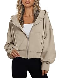 Trendy Queen Hoodies for Women Full Zip Up Cropped