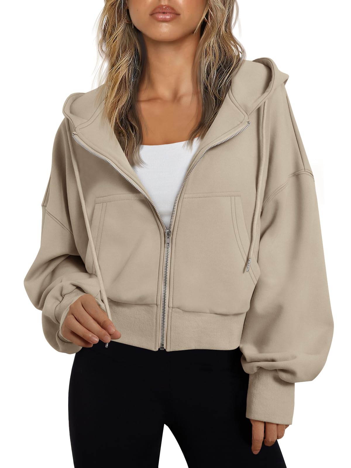 Trendy Queen Hoodies for Women Full Zip Up Cropped