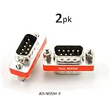 CablesOnline DB9 Null Modem Male to Male Slimline Data Transfer Adapter/Gender Changer , (2-Pack) (AD-N05M-2)