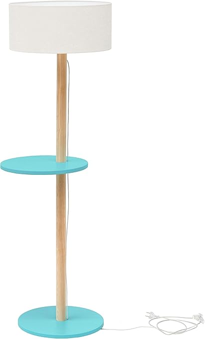 Ufo Holz Stehlampe Mit Regal Moderner Skandinavischer Stil Fur Das Wohnzimmer Schlafzimmer Esszimmer Hohe 150cm E27 Max 40w Dunkel Turkis Mit Weiss Lampenschirm Amazon De Kuche Haushalt