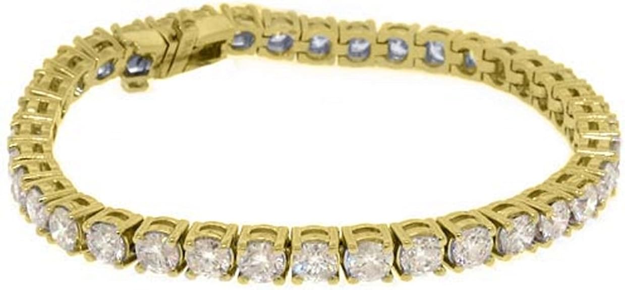 14k Yellow Gold 10.50 Carat Round Diamond Tennis Bracelet