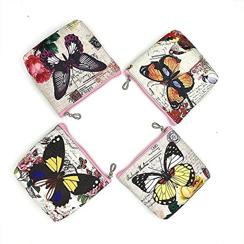 Women Girls Cute Retro Money Bag Canvas Change Small Coin Purse(Pack of 4)