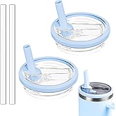 Tianhengyi 40 OZ Tumbler Lid Replacement Fit for Stanley Quencher, 2 Pack Leakproof Top Cover Spill Proof Flip Straw Lids Compatible with Stanley Cup Accessories, Sky Blue