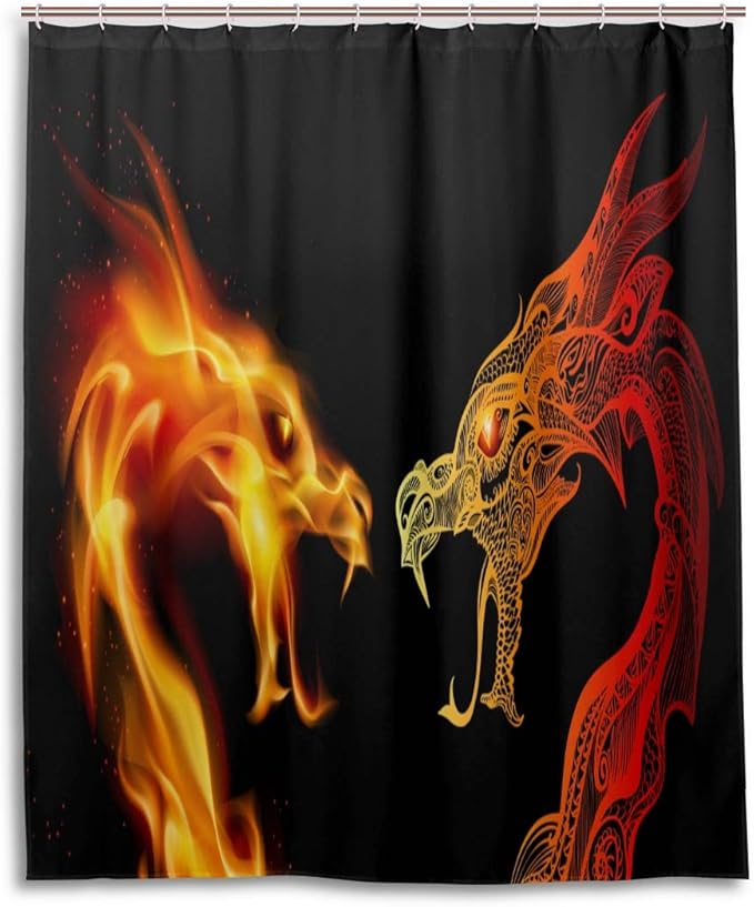 Blueangle Two Fire Dragons Bathroom Home Decor Set Fabric