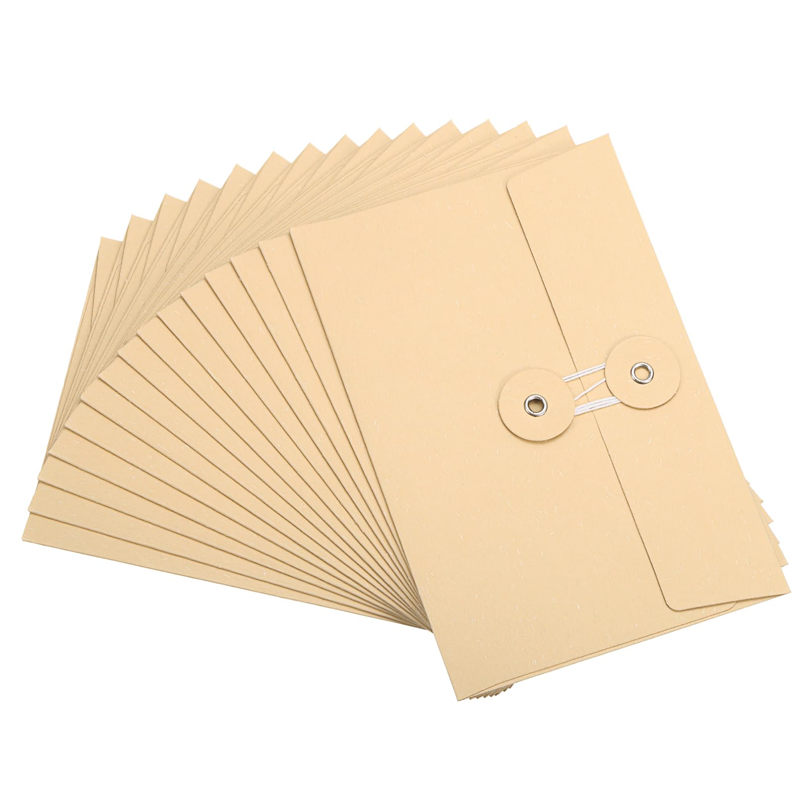 PATIKIL 4.5x6.7 Gift Card Envelopes with String Tie Closure, 15 Pcs Christmas Card Holders Greeting Business Card Envelope for Thanksgiving Day Halloween Birthdays Weddings, Khaki