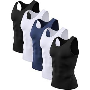 Dalavch 5 Pack Men's Compression Workout Tank Top Dry Fit Running Athletic | Cool Dry, Rash Guard, Sleeveless, Sports, Exerci