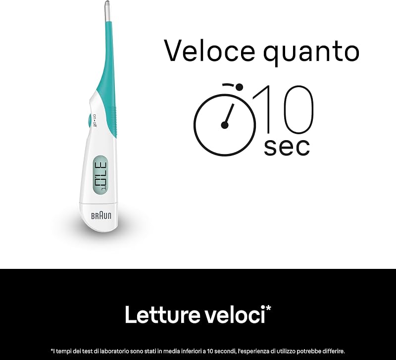 High Speed Termometro digitale , Termometro stick digitale per utilizzo multisito , Per via orale, rettale o ascellare , Adatto a neonati e bambini , Marchio #1 tra i dottori 1 , PRT1000