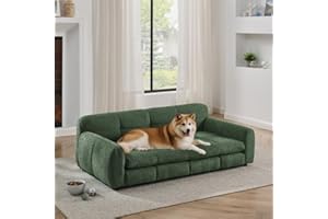VYNELITO Elevated Dog Couch Bed, 51" Sofa for Dogs with Backrest and Armrest, Durable Pet Sofa with Soft Foam Cushion, Dog Couch Bed with Legs for Medium and Large Dogs, Emerald Green