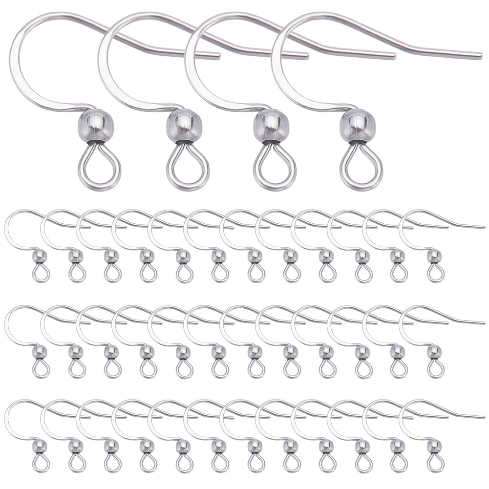 SUNNYCLUE 1 Box 200Pcs Stainless Steel Earring Hooks Fish Hook Ear Wires French Earring Hooks with Openable Loops Hypoallergenic Earring Findings for Dangle Earrings Making Jewellery Making Supplies