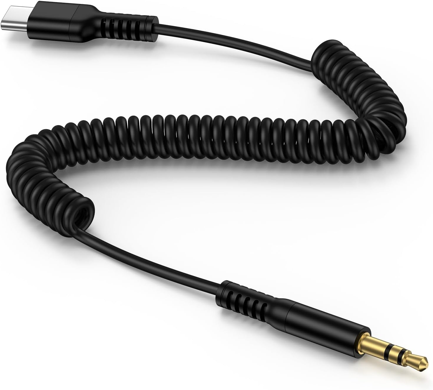 Coiled USB C to 3.5mm Audio Cable, Auxiliary to USB C for iPhone 17/16/15 Pro Max,17e, Retractable 6FT Hi-Fi Type C Aux Cord for Galaxy S26/S25 Ultra, Pixel 10/9, Aux Cable for Car,Headphones,Speakers