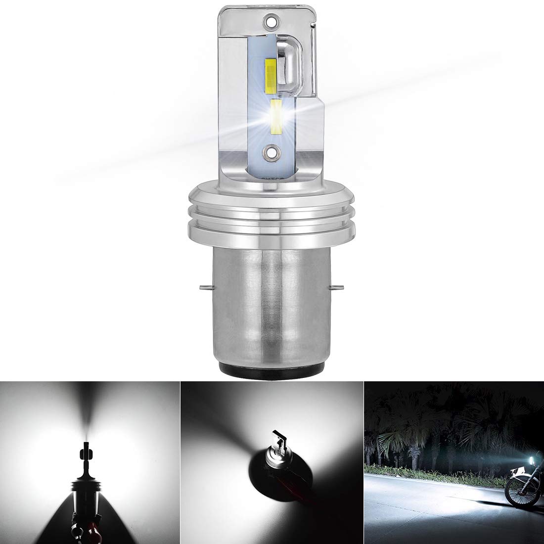 NATGIC BA20D H6 Motorcycle LED Headlight Bulbs Hi/Lo Beam Super Bright Upgraded CSP Chips 1:1 All In One Conversion Kit 1750 LM 18W 6500K - Xenon White (1-Pack)