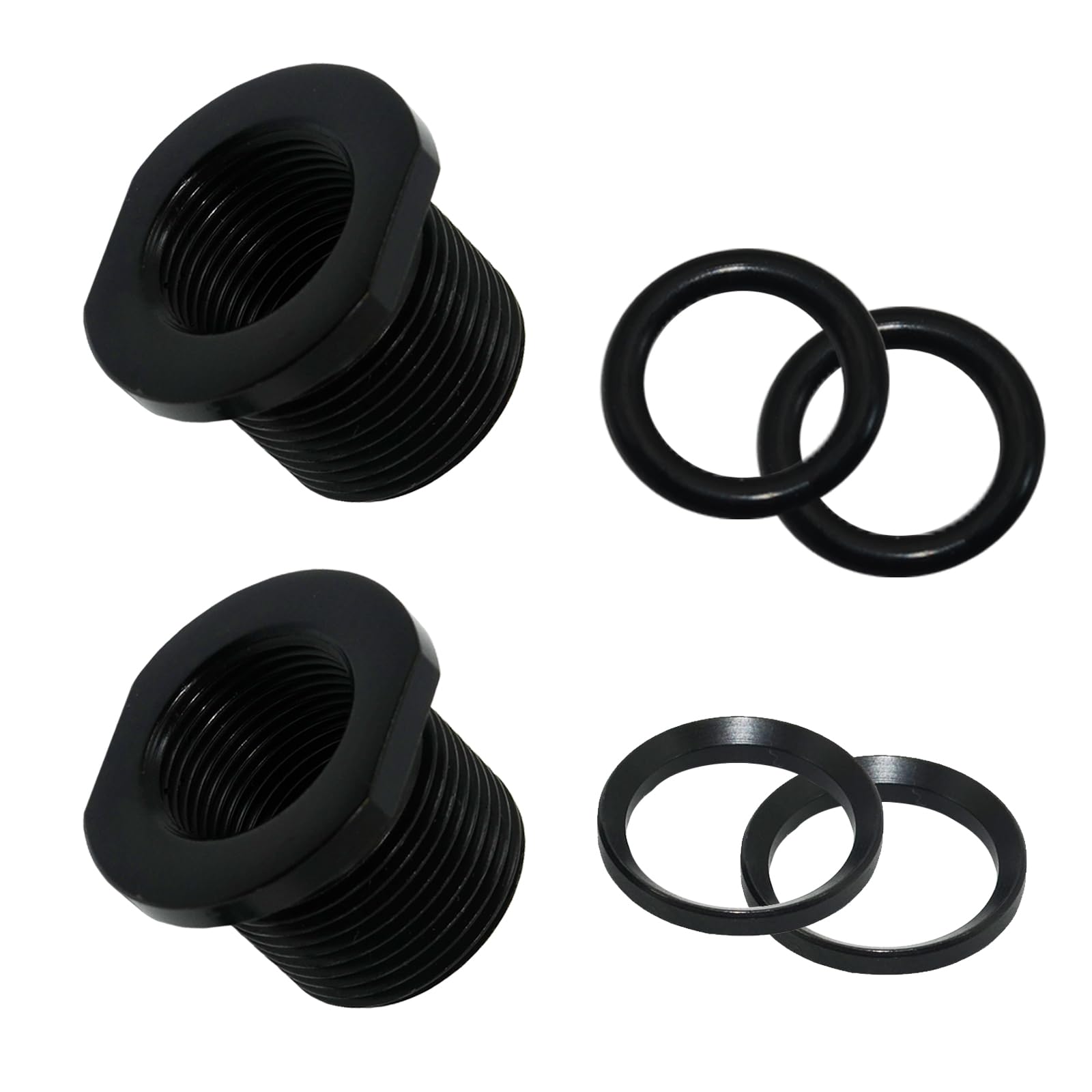 Photo 1 of 2 Pcs Thread Adapters and Rubber&Metal Washers, Replacement Kit, 1/2 * 28, 5/8 * 24, Black