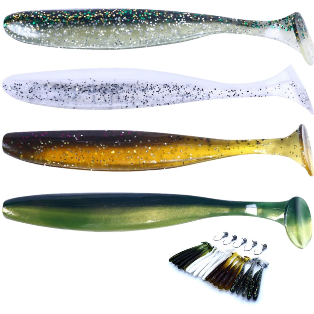 trifyd ® Fishing Shad Trout Soft Lure 7.5 cm, Pack of 20 fishing lures + 5 jig heads