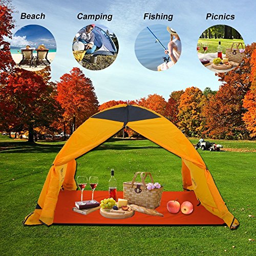 Winis 85"x85" Waterproof Tarps Picnic Blanket Mat Camping Moisture Barrier Outdoor Mutifunctional Tent Tarp Footprint Ground Sheet Mat with Drawstring Carrying Bag(Orange) - Thumbnail 6