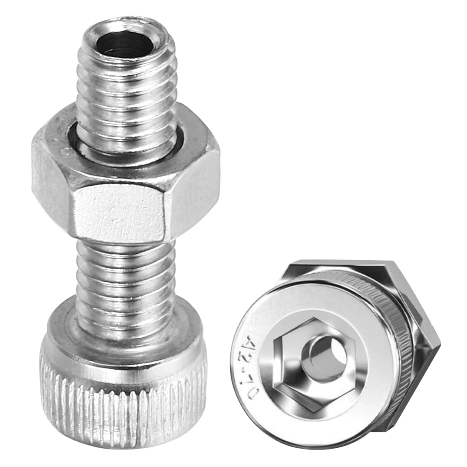 PATIKIL M6x20mm Hexagon Socket Screw, 2 Set Cylindrical Hexagon Socket Screw Nut Kit Lamp Threading Screws Through Hole Fasteners, 304 Stainless Steel