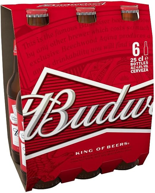 Budweiser - Cerveza 25cl, 5º, pack de 6 unidades: Amazon.es: Alimentación y bebidas