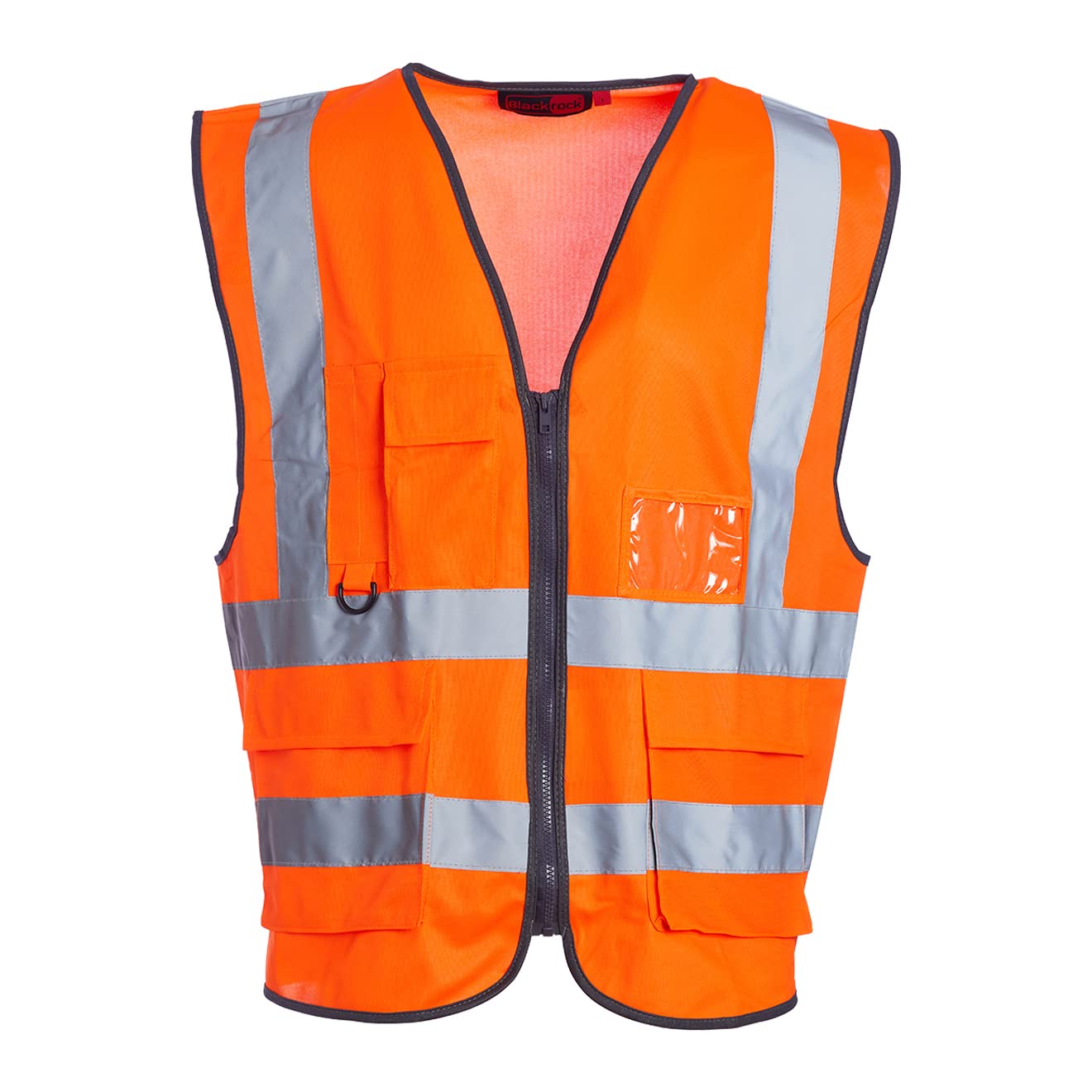 Blackrock Orange Premium Hi Vis Vest With Pockets, ID Pouch & Key Loop, Mens Womens Reflective High Vis Vests with Pockets & Secure Zip, Safety Vest Security Clothing, Fully EN Certified - Size Medium