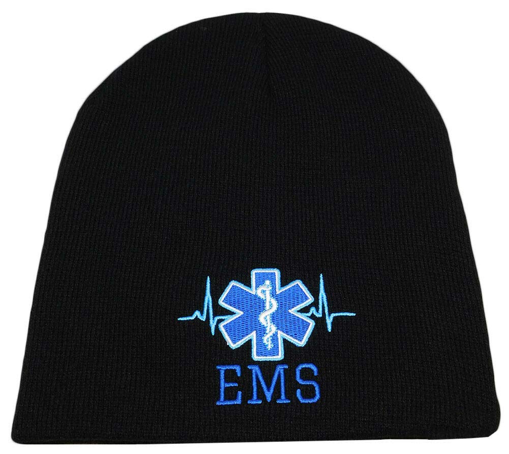 8" EMS Star of Life Embroidered Winter Beanie Skull Cap hat Paramedic