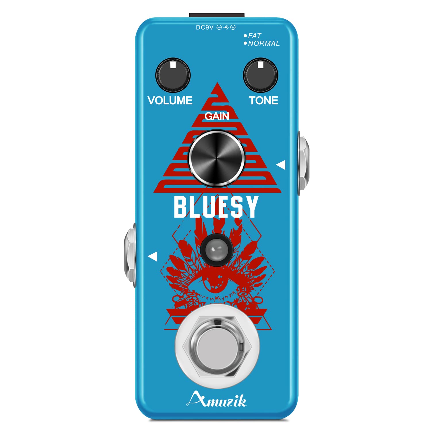 Amuzik Guitar Bluesy Pedal Vintage Blues Style Distortion Effect Pedal Wide Range Frequency Response With Mini Size True Bypass