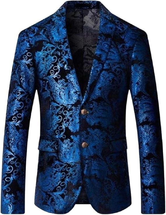 Amazon Keaac メンズファッションスタイリッシュなフローラルパーティースーツジャケット ワンボタンブレザーディナータキシード スーツ ビジネスウェア 通販