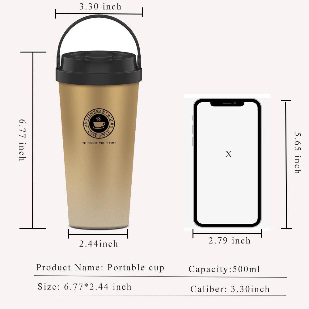 Etzion Sports Water Bottles, Vacuum Insulated Stainesless Steel Water Tumbler, Leakproof Wide Mouth Coffee Bottle for Home, Office and Outdoor Hiking Biking - Gold