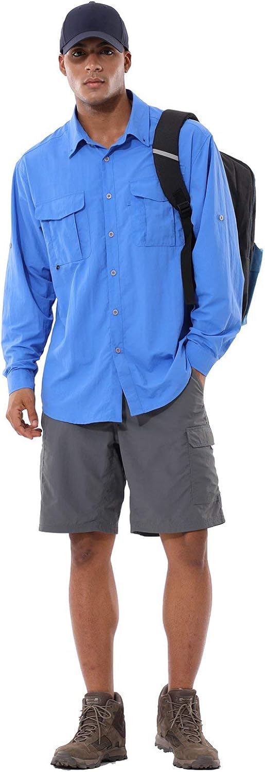 BALEAF Men's UPF 50+ Hiking Shirt Long Sleeve Shirt Outdoor Lightweight Quick Dry Fishing Shirts: Clothing