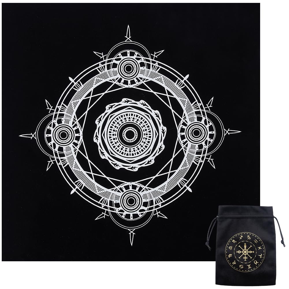 CREATCABIN Tarot Tablecloth Tarot Card Bags Square Altar Cloth Black Twelve Constellations Velvet Packing Jewelry Pouches Tarot Storage Dice Bag for Crystals Witchcraft Divination Witchery Supplies — image 1