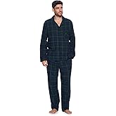 Ashford & Brooks Men’s Flannel Long Sleeve Pajamas Set Plaid Sleepwear & Loungewear Button Down PJ Set