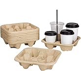 Karat Disposable Drink Carrier | 300 Pack | 4-Cup Molded Fiber Drink Carrier Tray (8-32 oz Cups) Sturdy, Easy to Carry for Business