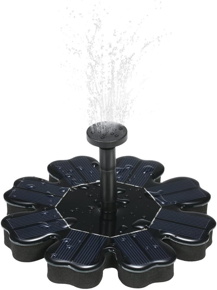 HiJi Solar Fountain, 1.6W Solar Powered Bird Bath Fountain Pump for Pedestal Bird Bath/Outdoor Garden Pond/Swimming Pool,4 Nozzles Included
