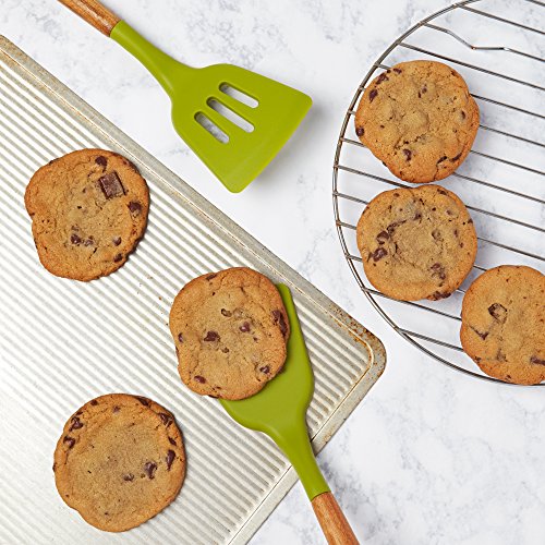 image for MazhKitchen Wood Handle Silicone Spatula Utensil Set - Kitchen Utensil