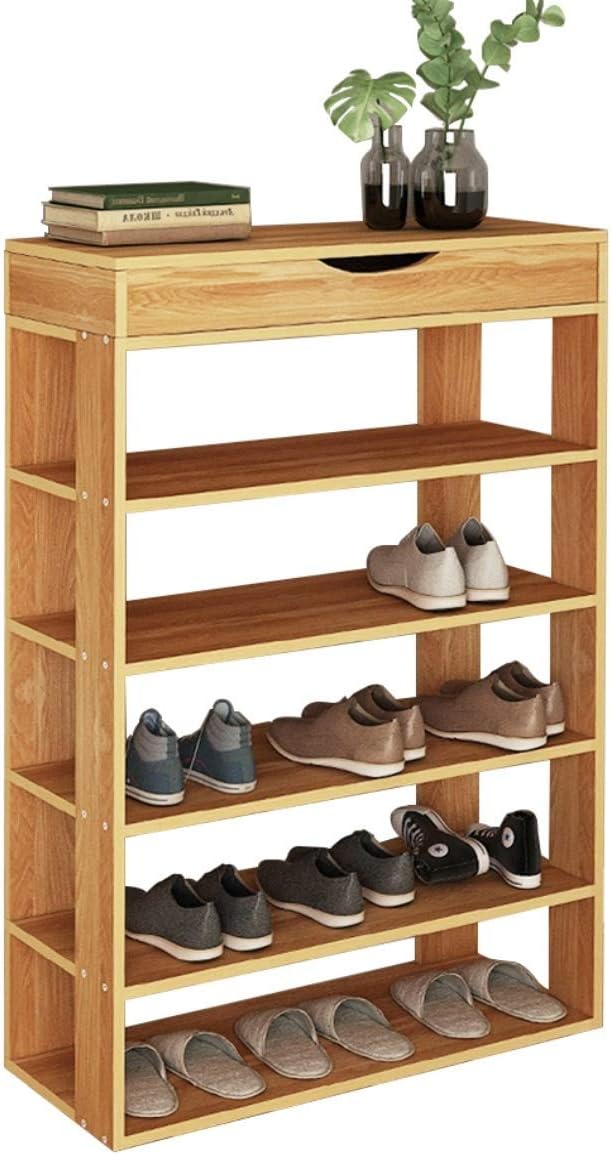 sogesfurniture Wooden Shoe Rack 5 Tier Shoe Storage Free