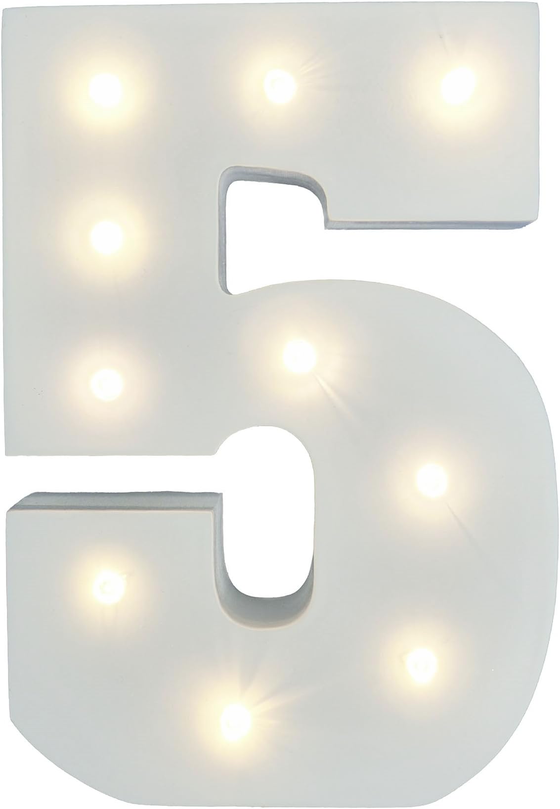 Your Name in Lights - White Wooden Light Up Number Wedding Baby Standing or Wall Mounted Decoration (5)