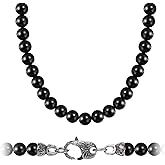 WESTMIAJW Black Onyx Beads Beaded Necklace Chain for Men Natural Gemstones Healing Crystals Jewelry 50/55/60/65/70cm
