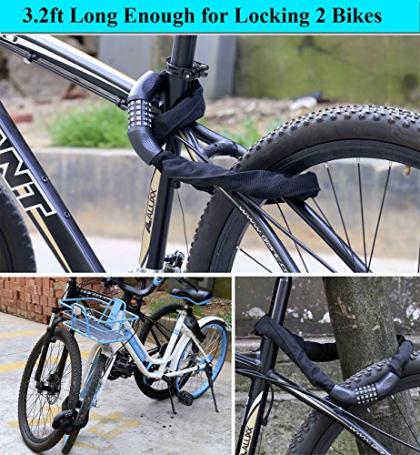 image for SOKLIT Bike Lock 3.2ft Bicycle Chain Lock 5-Digit Resettable Combinati