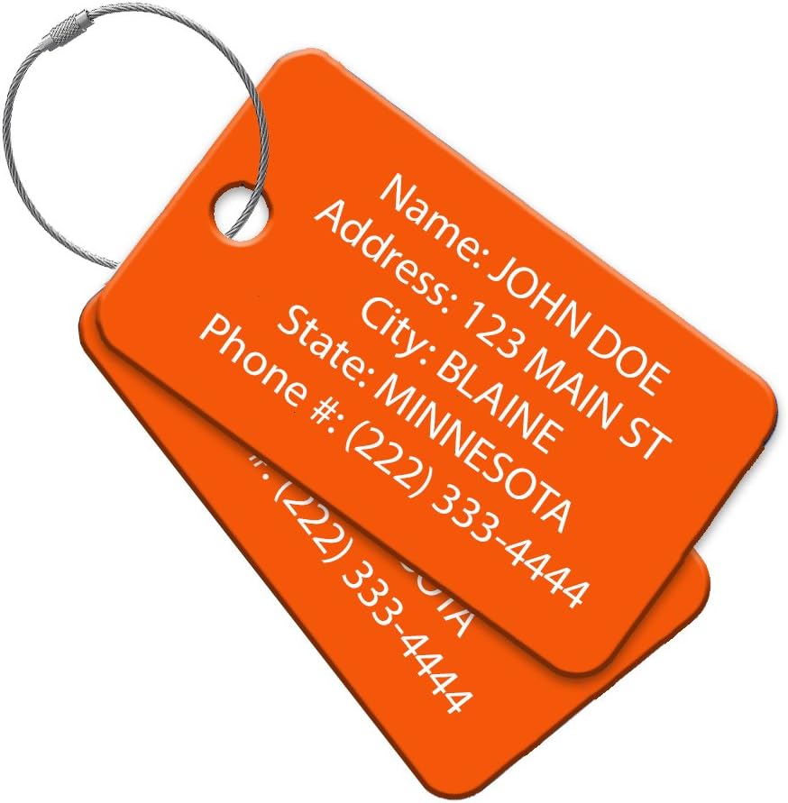 High Visibility Multi Pack Customized Tavel ID Tag - Luggage Tag - Golf Bag ID - Personalized ID Travel Tag - Imprinted Luggage Tag - Luggage, Bikes, Sport Equipment and More. (4)