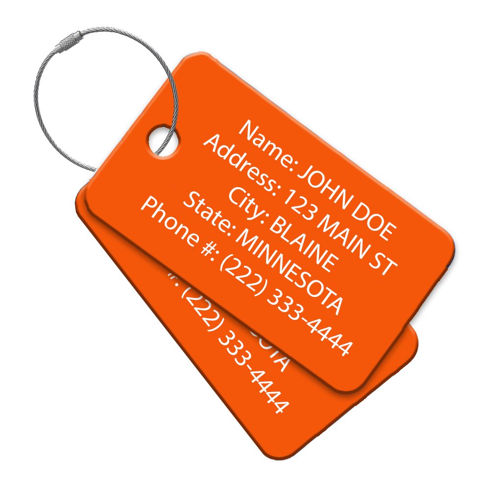 High Visibility Multi Pack Customized Tavel ID Tag - Luggage Tag - Golf Bag ID - Personalized ID Travel Tag - Imprinted Luggage Tag - Luggage, Bikes, Sport Equipment and More. (4)