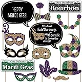 Big Dot of Happiness Mardi Gras - Masquerade Party Photo Booth Props Kit - 20 Count