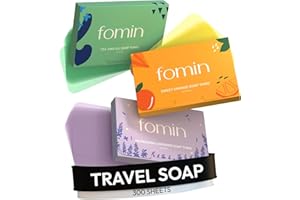 FOMIN - Antibacterial Paper Soap Sheets for Hand Washing - (300 Sheets) Orange, Tea Tree, Lavender Portable Travel Soap Sheets, Dissolvable Camping Mini Soap, Portable Hand Soap Sheet