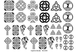 CAPTIVE DECALS Celtic Fun 1/2" to 1 1/4" Black Fused Glass Decals