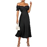 KIRUNDO Women's 2026 Spring Summer Satin Wedding Guest Midi Dress Off The Shoulder Wrap Party Cocktail Formal Prom Dresses