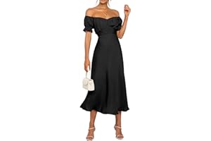KIRUNDO Women's 2024 Summer Satin Midi Dress Off Shoulder Wrap Ruched Wedding Guest Party Cocktail Formal Prom Dresses