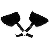 Men Viking Fur Shoulder Warp Armor Faux Fur Collar Shawl Cosplay Medieval Halloween Warrior Costume Accessory