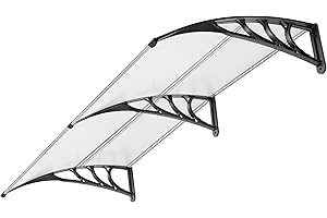 VIVOHOME Polycarbonate Window Door Awning Spliced Canopy Transparent with Black Bracket 40 Inch x 80 Inch