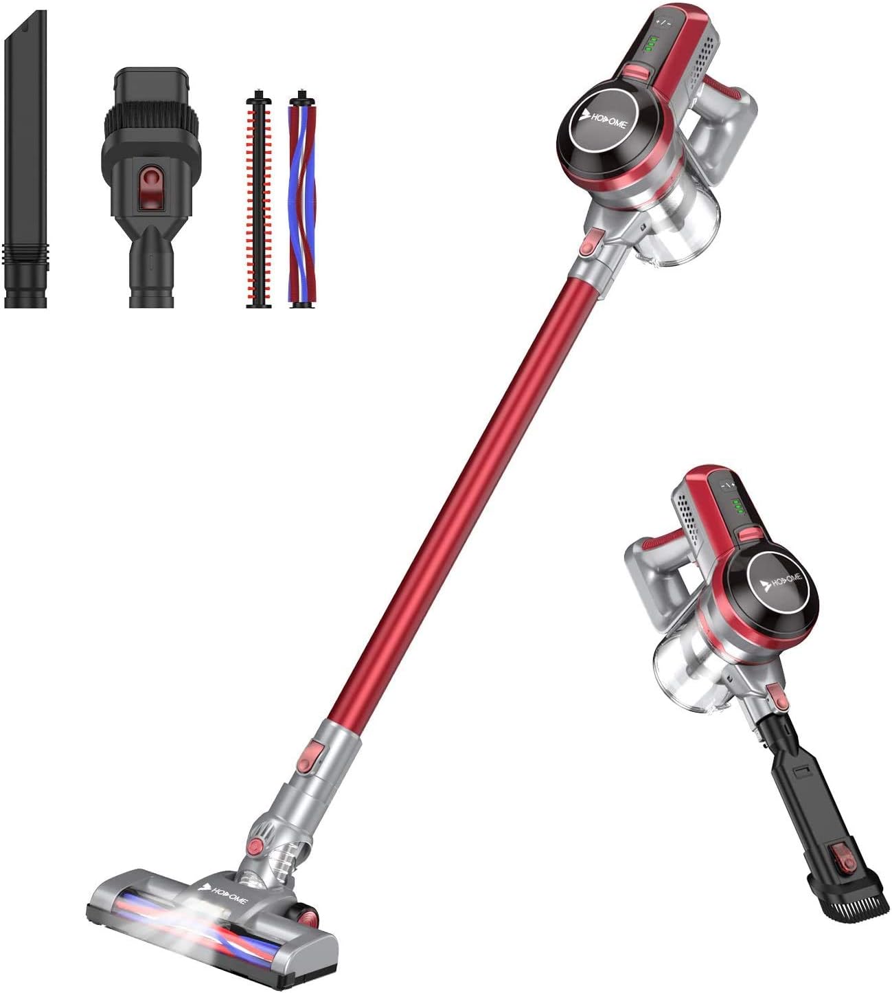 Hosome Aspirapolvere Senza Fili 20000Pa 2 in 1 Portatile Aspirazione Potente ed Efficiente Sistema di Filtrazione LED 2200mAh per Peli di Animali Pavimento Tappeto Auto
