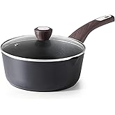 SENSARTE Nonstick Sauce Pan with Lid, 3.0 Quart Saucepan with Double Spout, Multipurpose Large Cooking Pot, Non toxic Kitchen Sauce Pot, Non stick Saucier Pan, Induction Comptable, PFOA Free