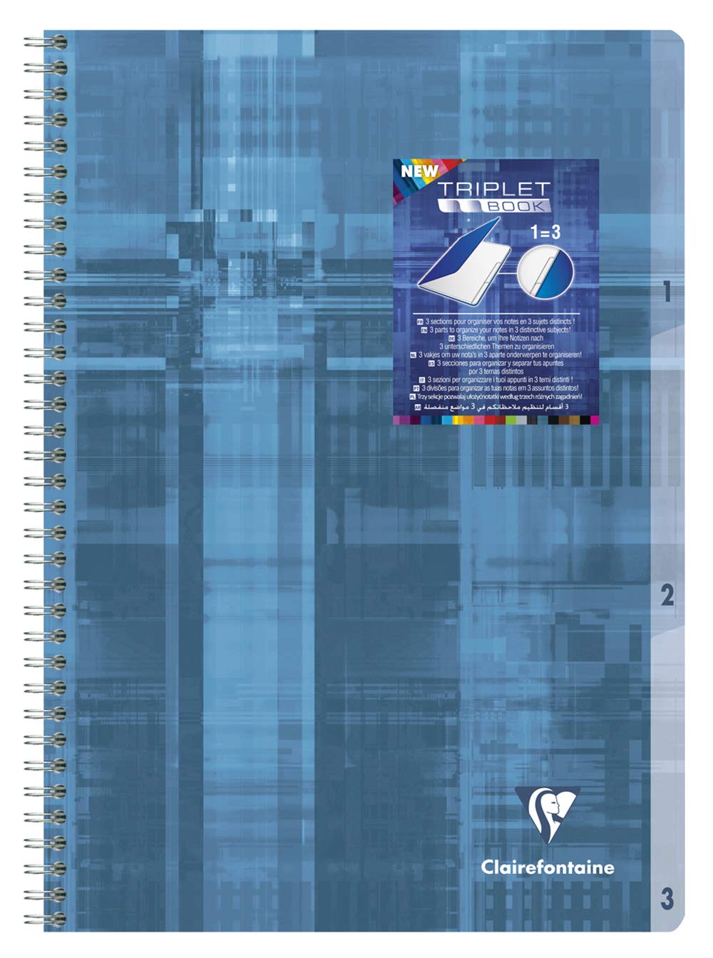 Clairefontaine - Ref 68171C - Wirebound Triple Notebooks (90 Sheets) - A4 in Size, Séyès Ruling, 90gsm Brushed Vellum Paper, Laminated Card Cover - Random Colour Cover